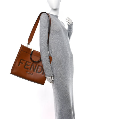 Fendi Vitello King Plexiglass Medium Fendi Sunshine Shopper Tote Cuoio 2 of 10
