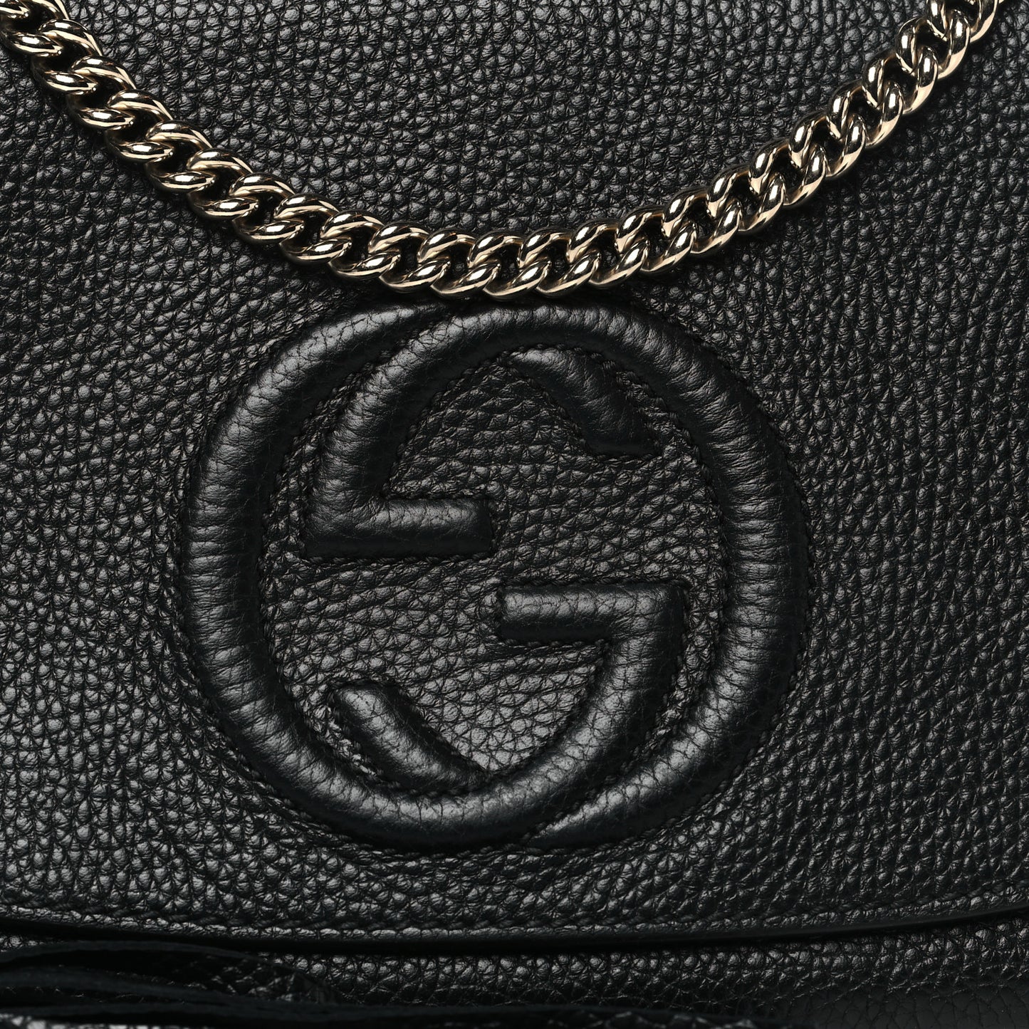 Pebbled Calfskin Medium Soho Flap Crossbody Black
