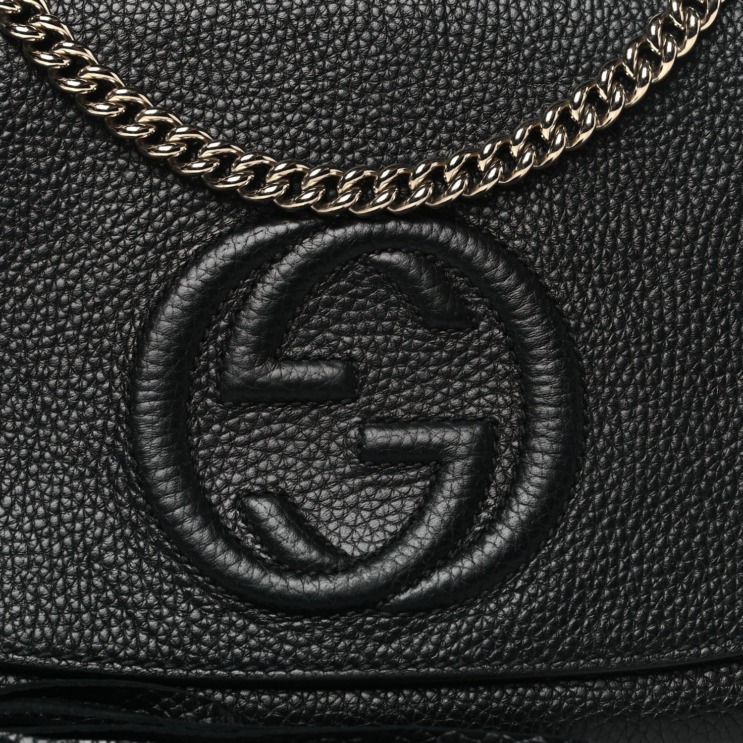Gucci Pebbled Calfskin Medium Soho Flap Crossbody Black 8 of 10