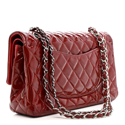 Chanel Patent Calfskin Quilted Medium Double Flap Dark Red 3 of 15