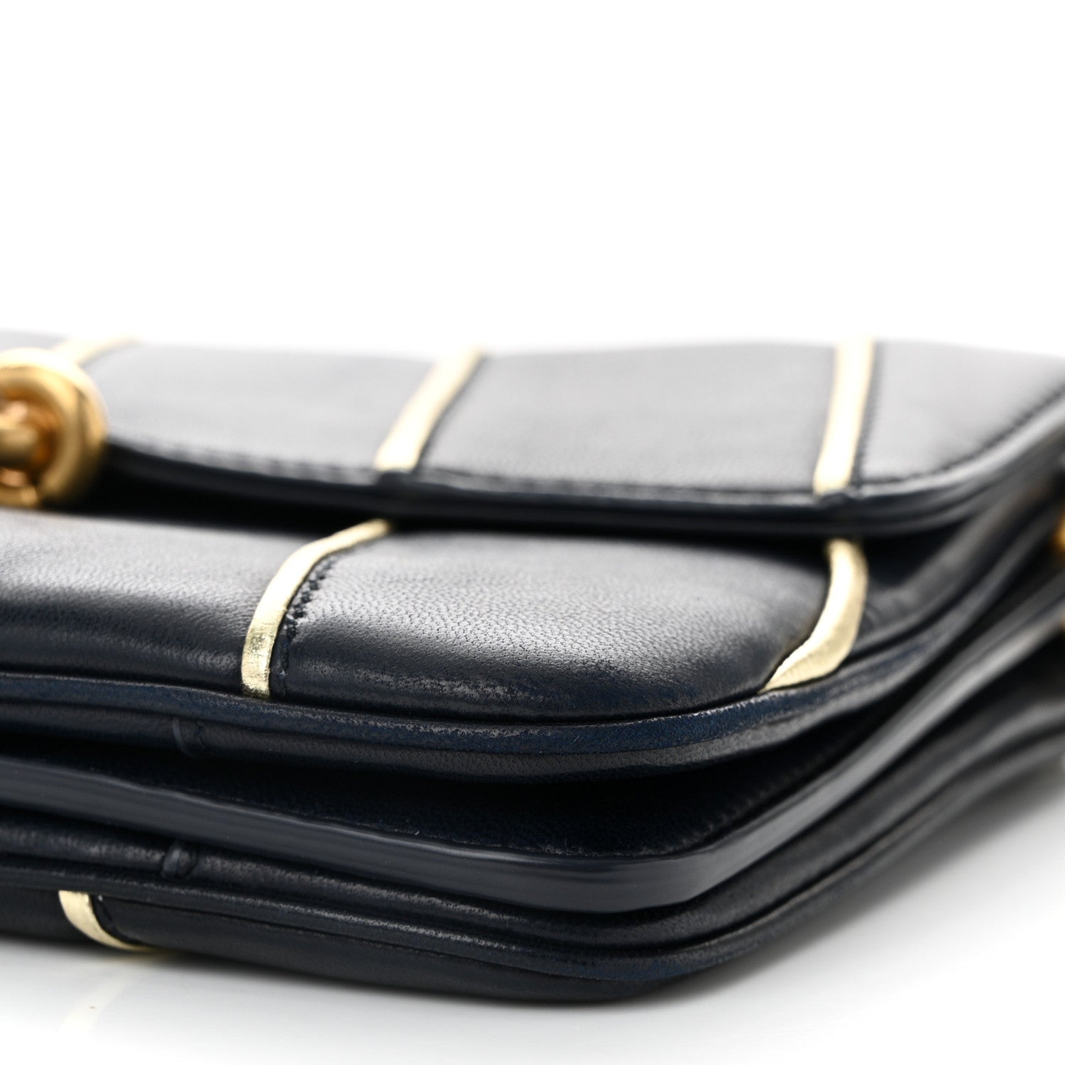 Saint Laurent Lambskin Quilted Le Maillon Satchel Marine 10 of 11
