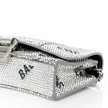 Balenciaga Strass Suede Allover Logo Hourglass Chain Bag Silver Black 11 of 11