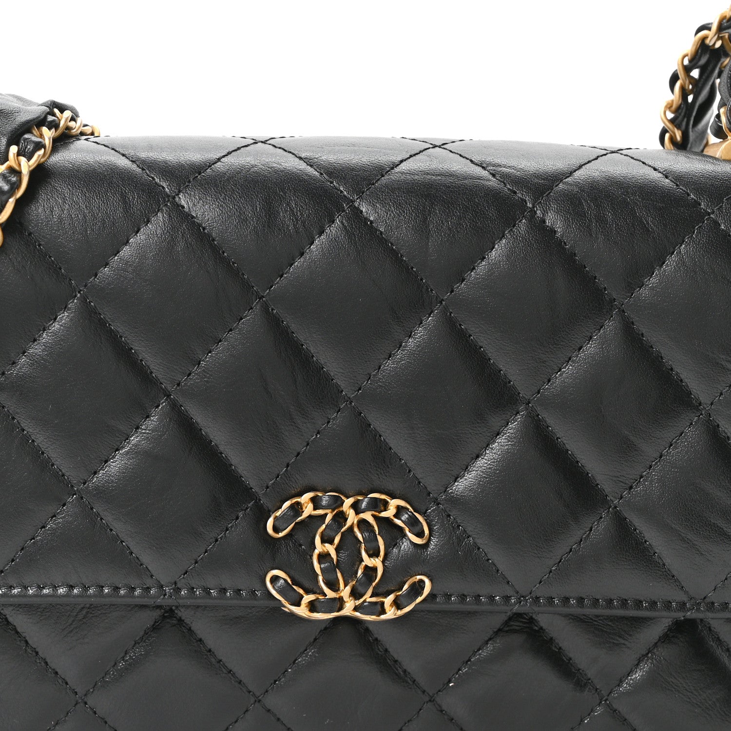 Chanel Lambskin Quilted Chanel 19 Chain Flap Wallet Black 8 of 10