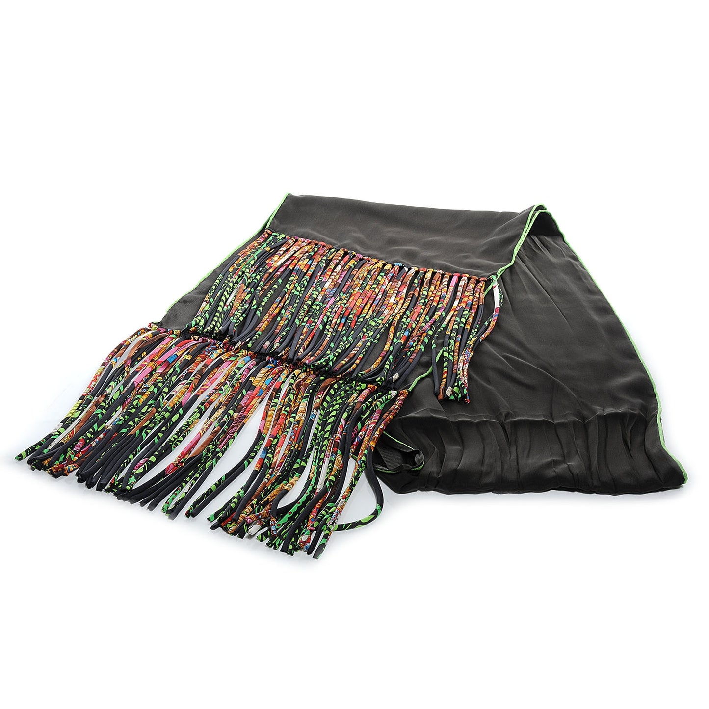 Silk La Danse du Cheval Marwari Fringe Stole Noir