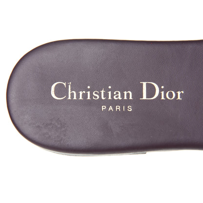 Christian Dior Canvas Embroidered Dway Mules Slide Sandals 37.5 Burgundy 9 of 10