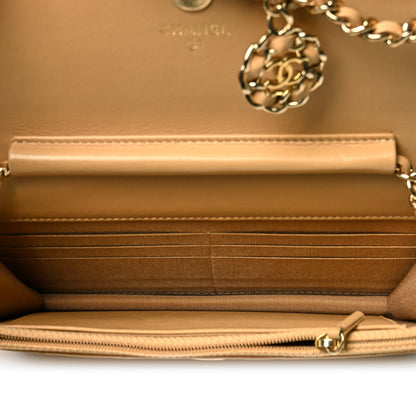 Chanel Lambskin Quilted Chain Infinity Wallet On Chain WOC Light Beige 5 of 10