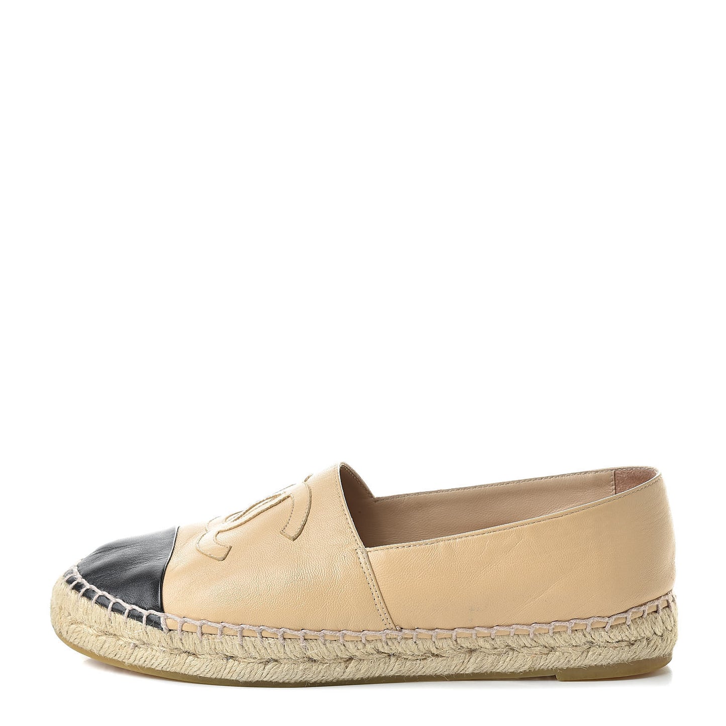 Lambskin CC Espadrilles 38 Beige Black