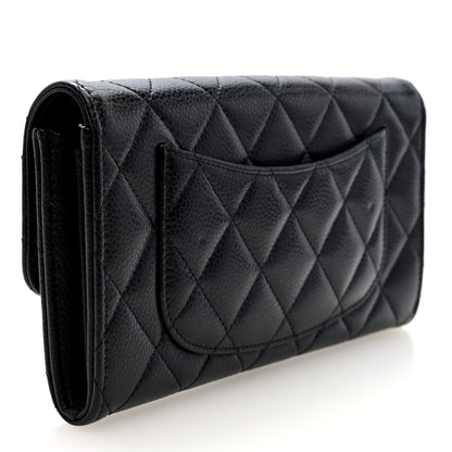 Chanel Caviar Quilted Large Gusset Flap Wallet Black 3 of 8
