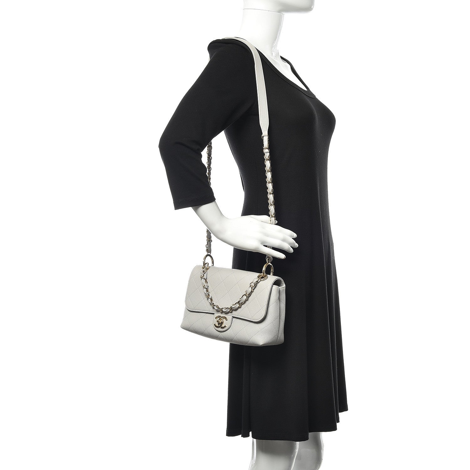 Chanel Caviar Quilted Small City Walk Flap Light Grey 2 of 10