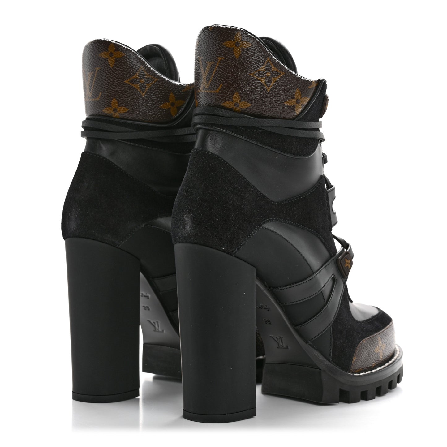 Suede Calfskin Monogram Star Trail Ankle Boots 39 Black