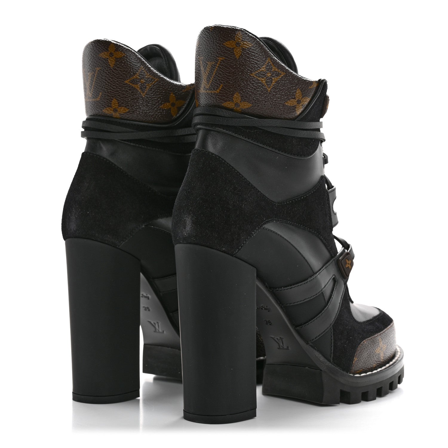Louis Vuitton Suede Calfskin Monogram Star Trail Ankle Boots 39 Black 5 of 9