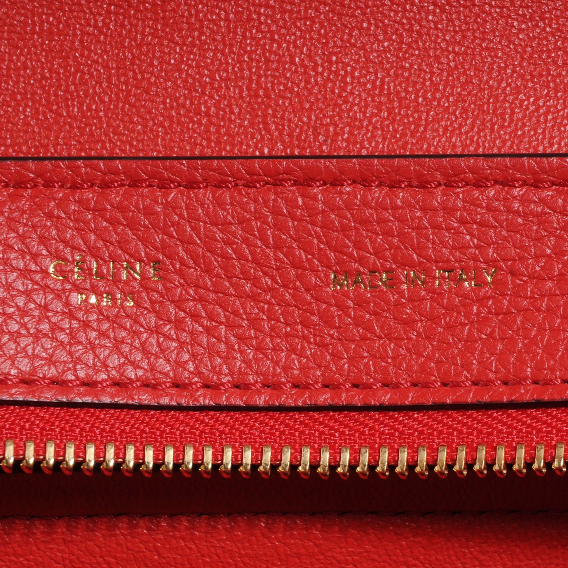 Celine Drummed Leather Suede Small Trapeze Coquelicot 6 of 9