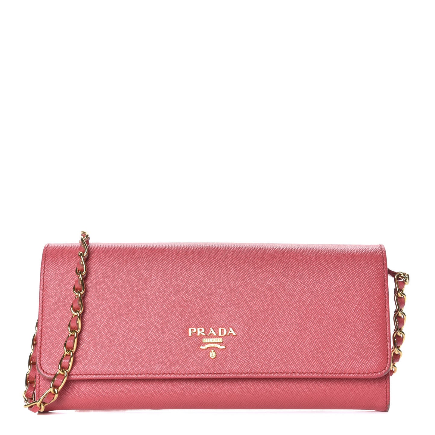 Saffiano Metal Oro Chain Wallet Fragola