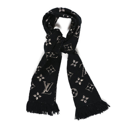 Louis Vuitton Wool Silk Logomania Shine Scarf Black 1 of 3