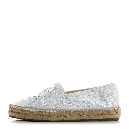 Chanel Patent Sequin CC Espadrilles 36 White 1 of 8