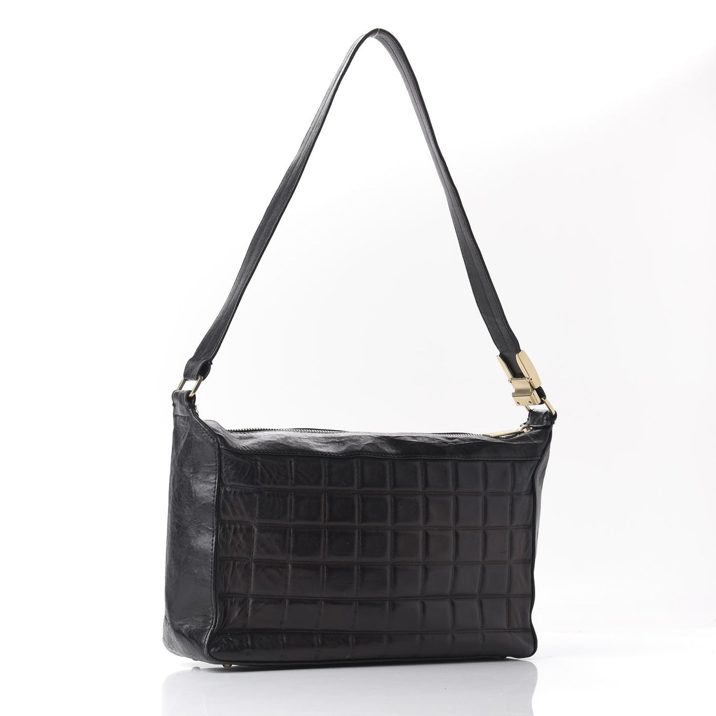 Quilted Medium Chocolate Bar Shoulder Bag Black