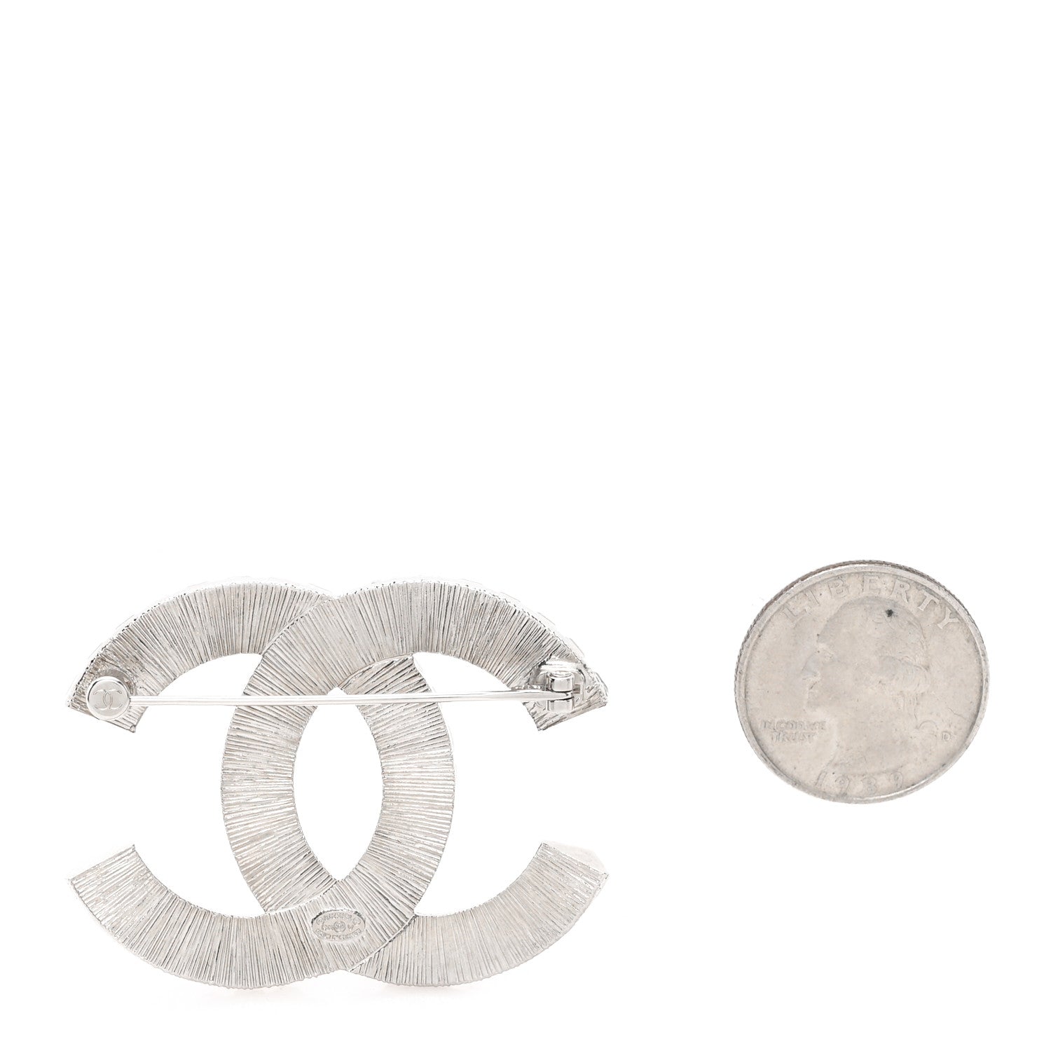 Chanel Baguette Crystal CC Brooch Silver 2 of 4