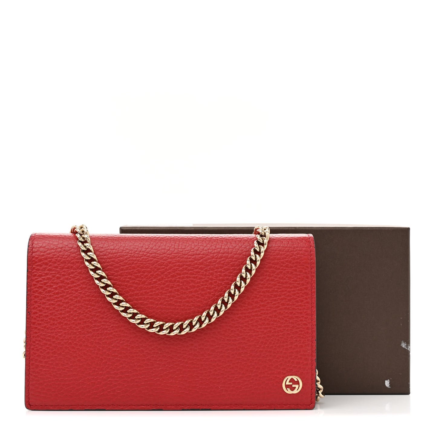 Dollar Calfskin Medium Betty Chain Wallet Red