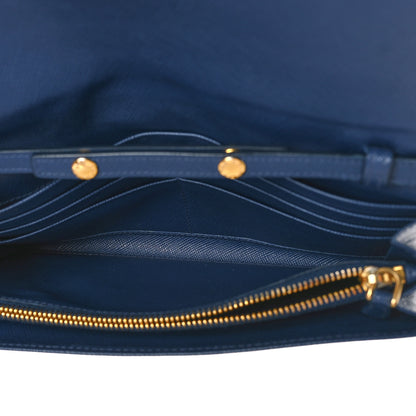 Prada Saffiano Metal Oro Chain Wallet Bleutte 5 of 13