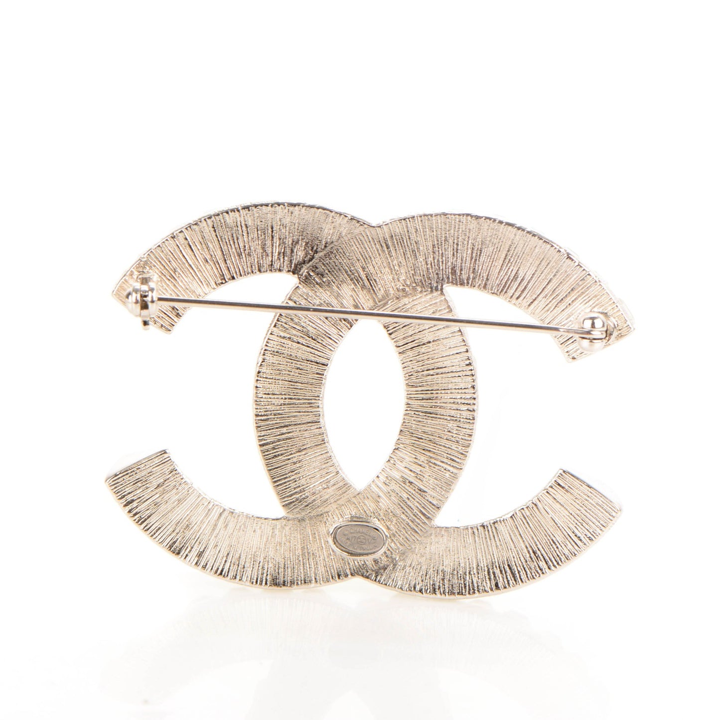 Baguette Crystal CC Brooch Silver