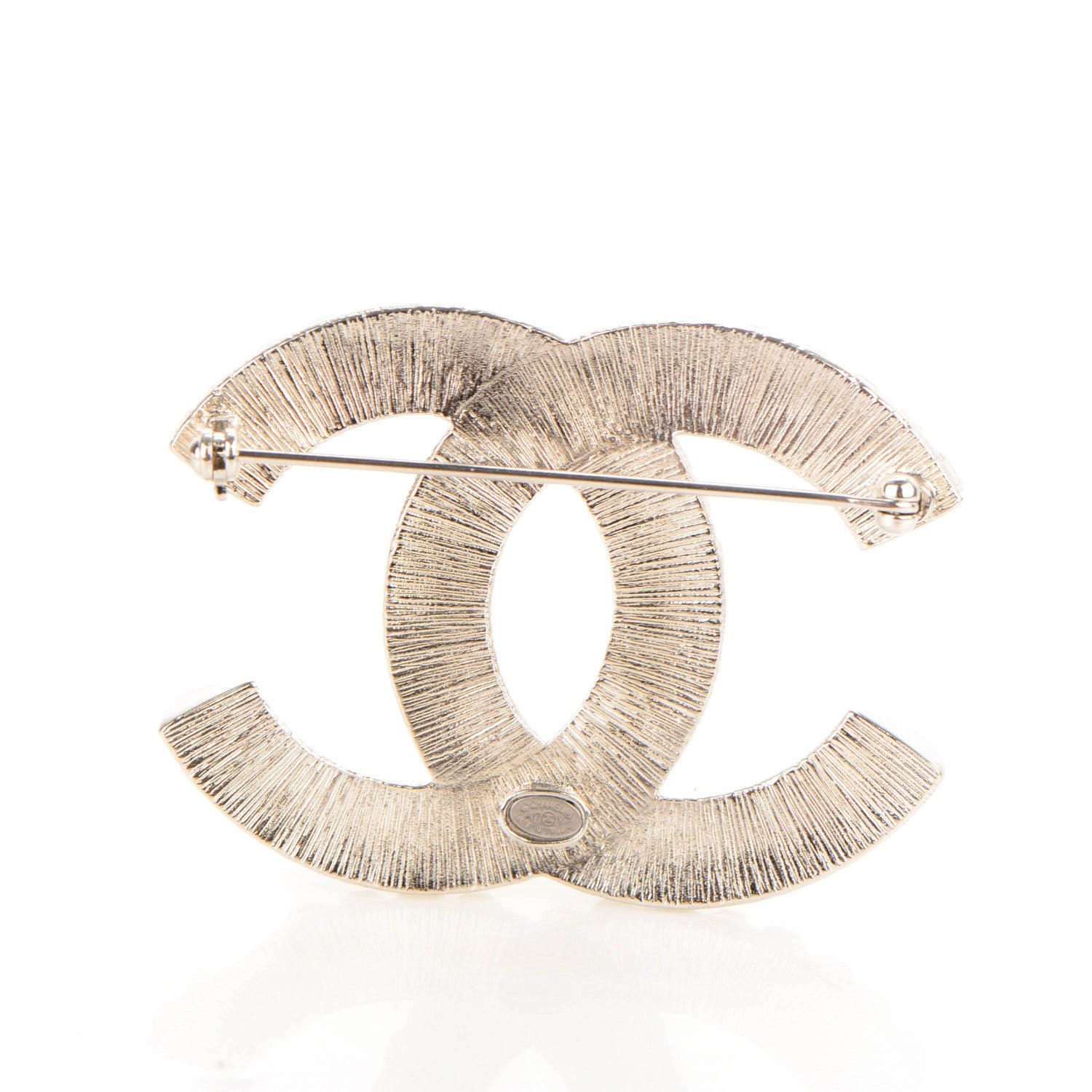 Chanel Baguette Crystal CC Brooch Silver 3 of 4