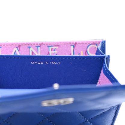 Chanel Lambskin Quilted Flap Card Holder Blue 7 of 9