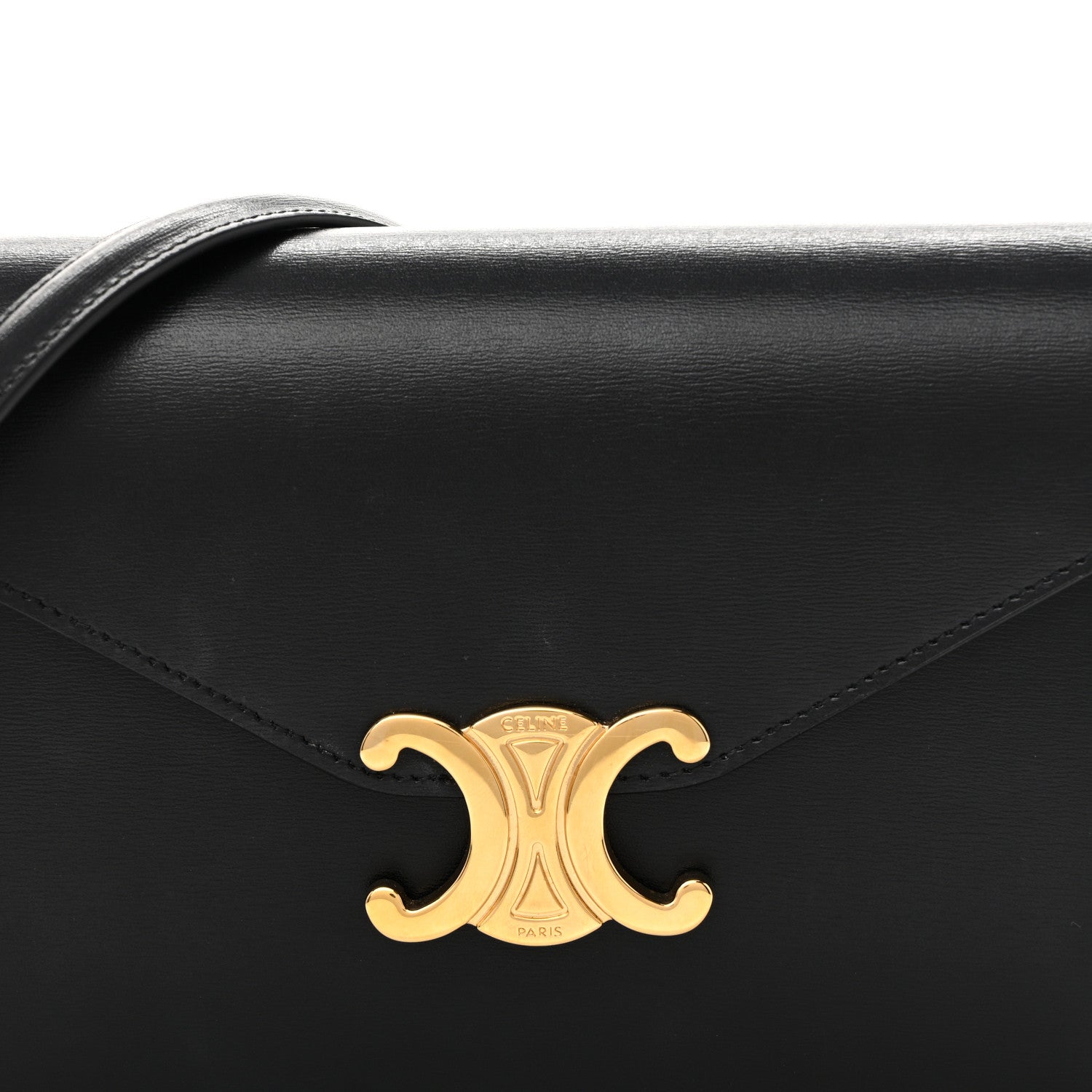 Celine Shiny Calfskin Triomphe Margo Wallet on Chain Black 8 of 10