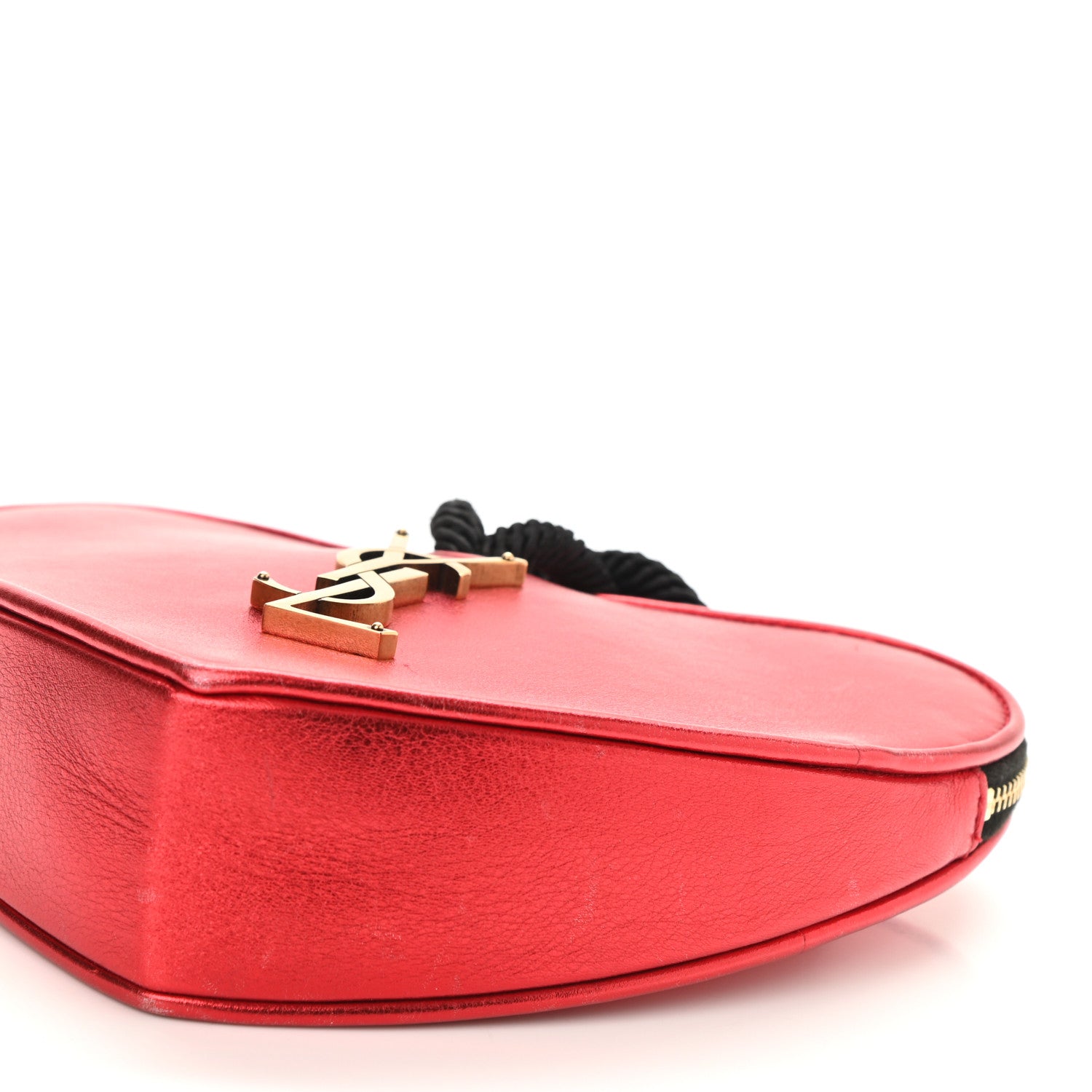 Saint Laurent Metallic Calfskin Heart Clutch Rouge 1151173
