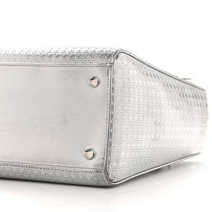 Christian Dior Metallic Patent Micro-Cannage Medium Lady Dior Silver 9 of 9