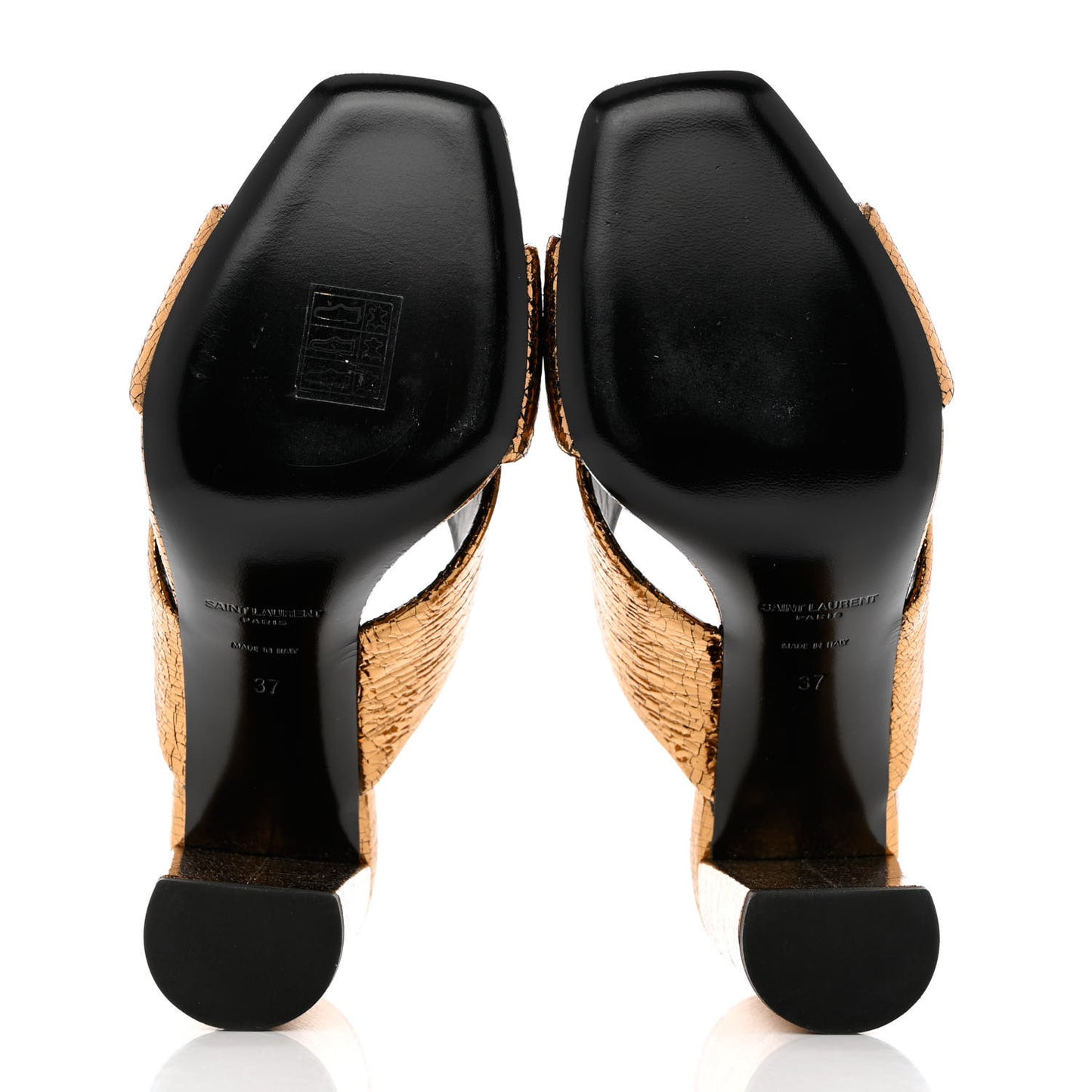 Metallic Supercrack Calfskin LouLou 95 Mule Sandals 37 Chestnut