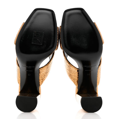 Saint Laurent Metallic Supercrack Calfskin LouLou 95 Mule Sandals 37 Chestnut 5 of 9