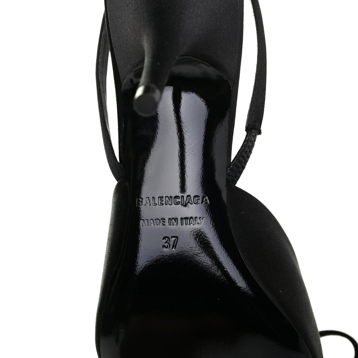 Satin Pointed Toe Knife Slingback Mules 37 Black