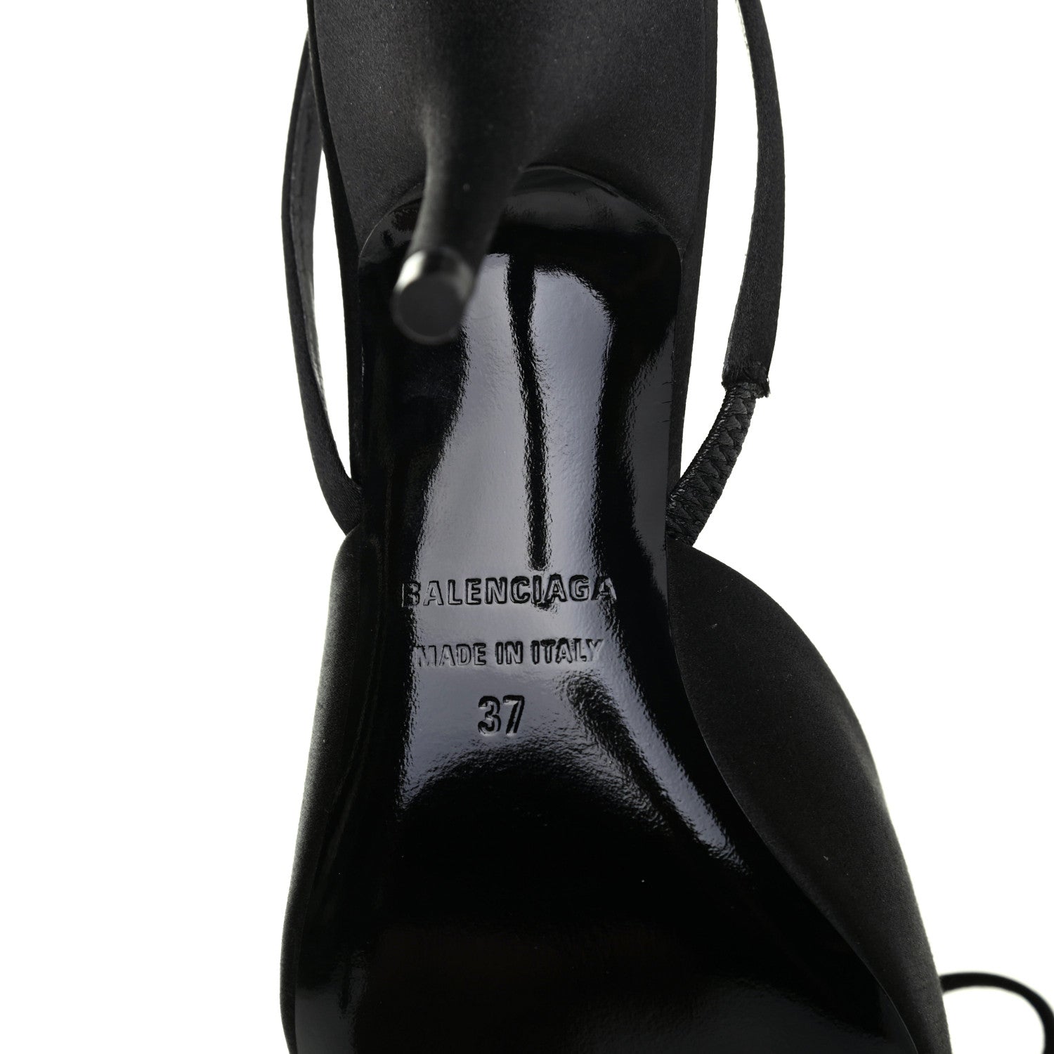 Balenciaga Satin Pointed Toe Knife Slingback Mules 37 Black 6 of 10