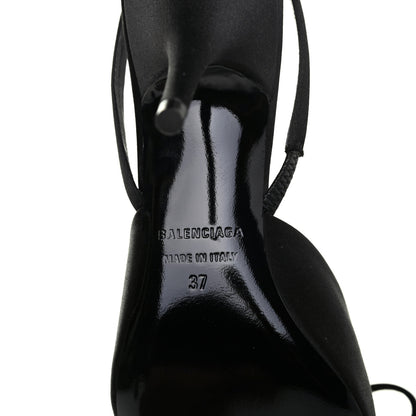 Balenciaga Satin Pointed Toe Knife Slingback Mules 37 Black 6 of 10