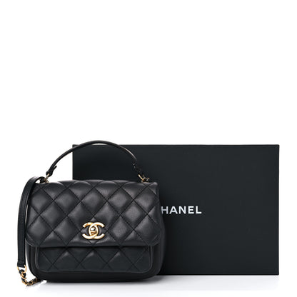 Chanel Calfskin Quilted Top Handle Flap Black 11 of 11