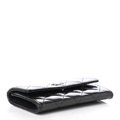 Chanel Striated Patent Quilted Card Holder Grey 4 of 6