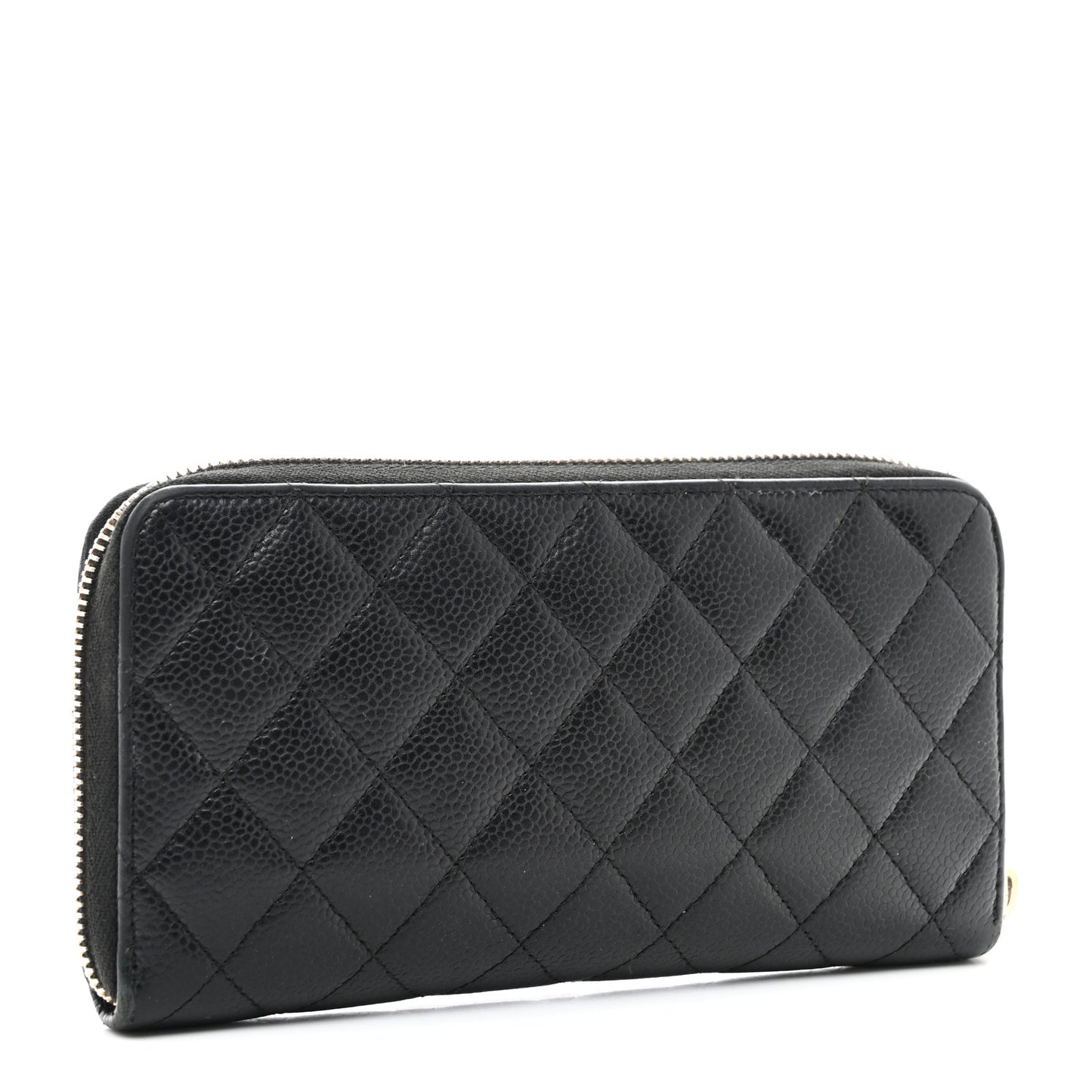 Caviar Quilted Large Gusset Zip Around Wallet Black