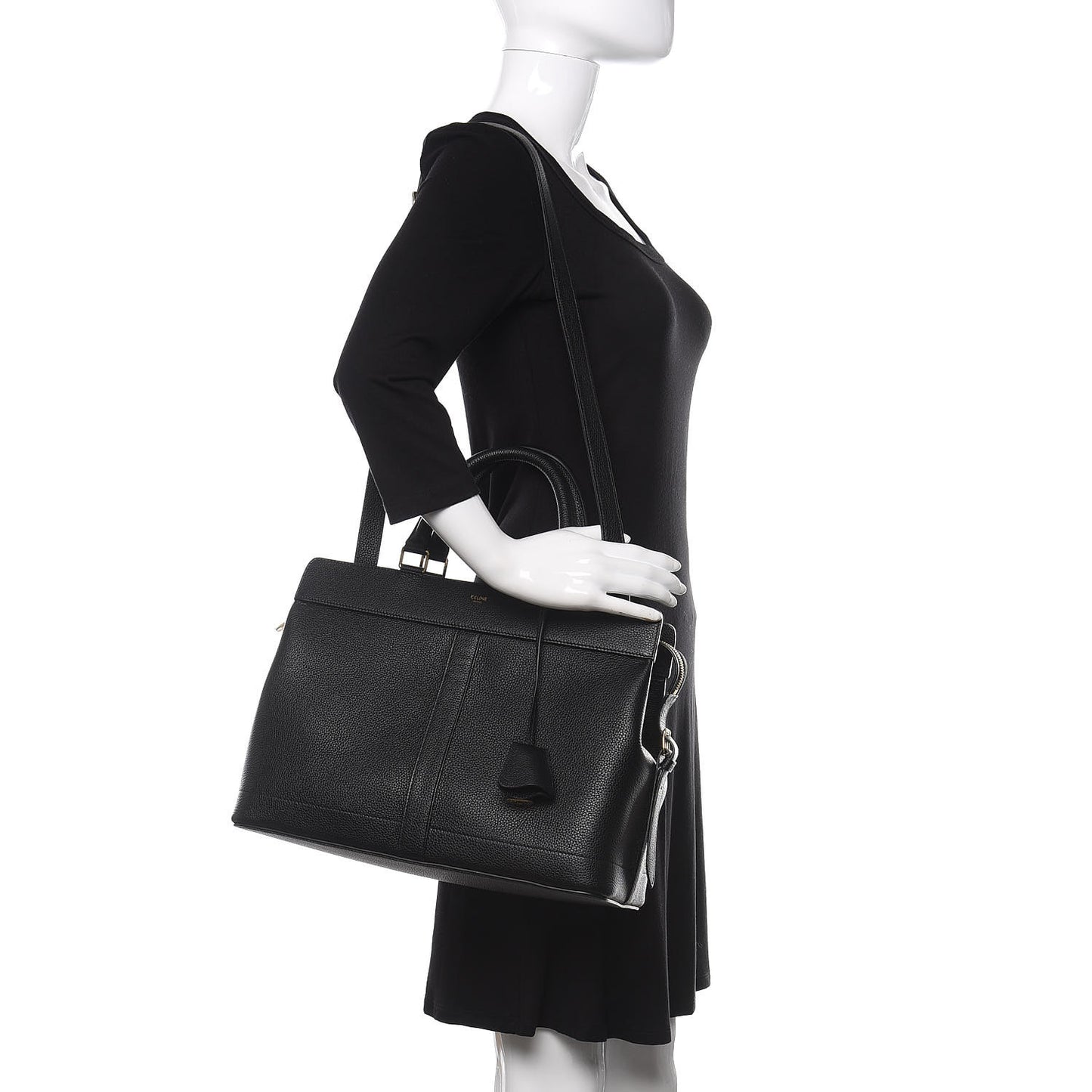 Grained Calfskin Medium Cabas De France Black