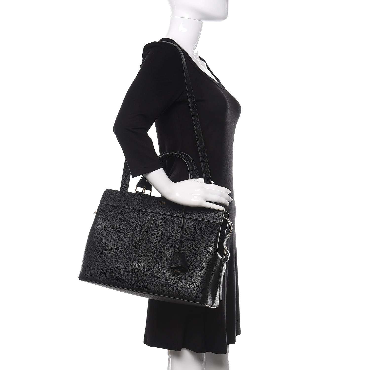 Celine Grained Calfskin Medium Cabas De France Black 2 of 8