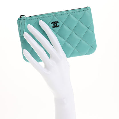 Chanel Lambskin Quilted Small Cosmetic Case Turquoise 2 of 7