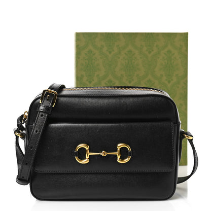 Gucci Textured Calfskin Small Horsebit 1955 Shoulder Bag Black 10 of 10