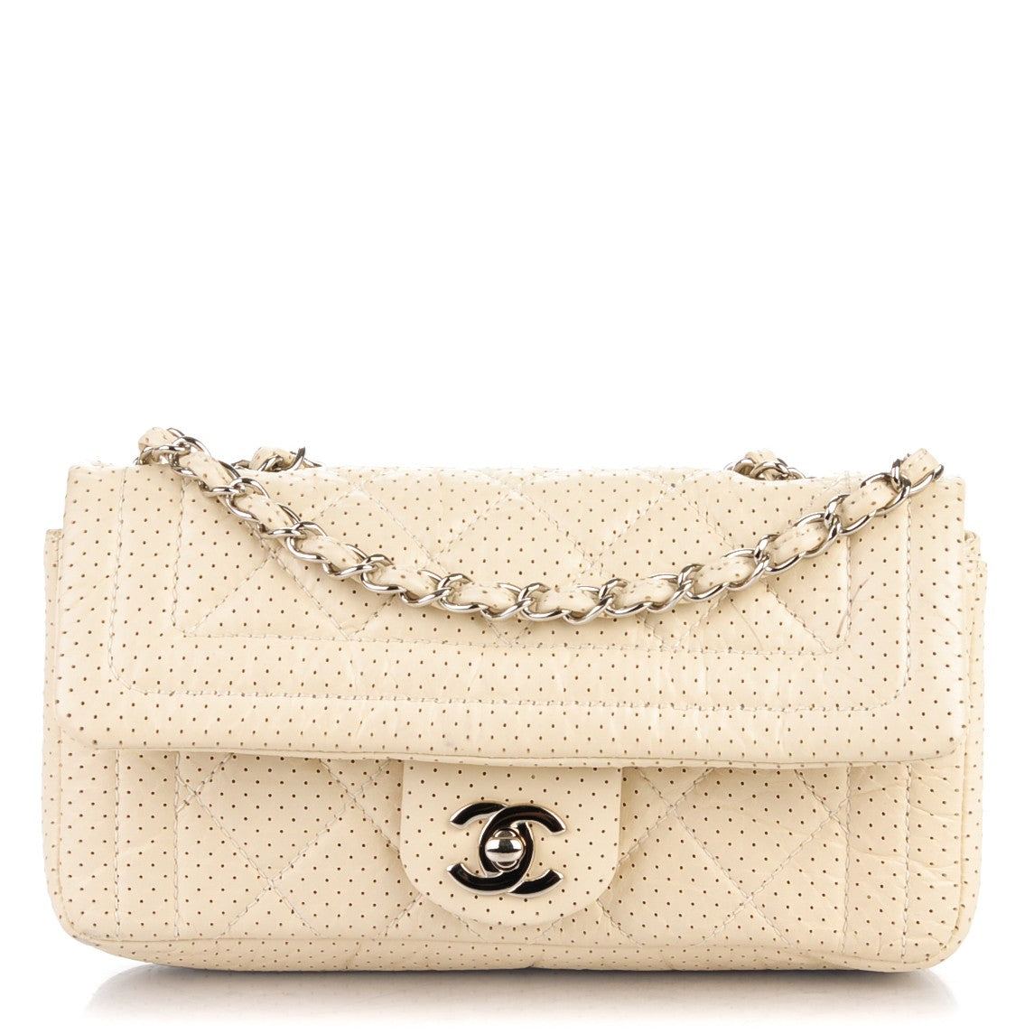 Chanel Aged Calfskin Perforated Small Flap Beige Clair 1 of 7