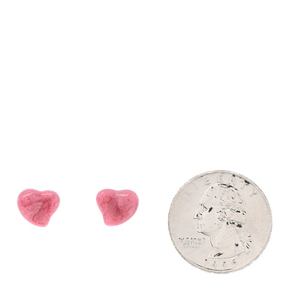 Tiffany Sterling Silver Rhodonite Elsa Peretti Full Heart Earrings 2 of 6