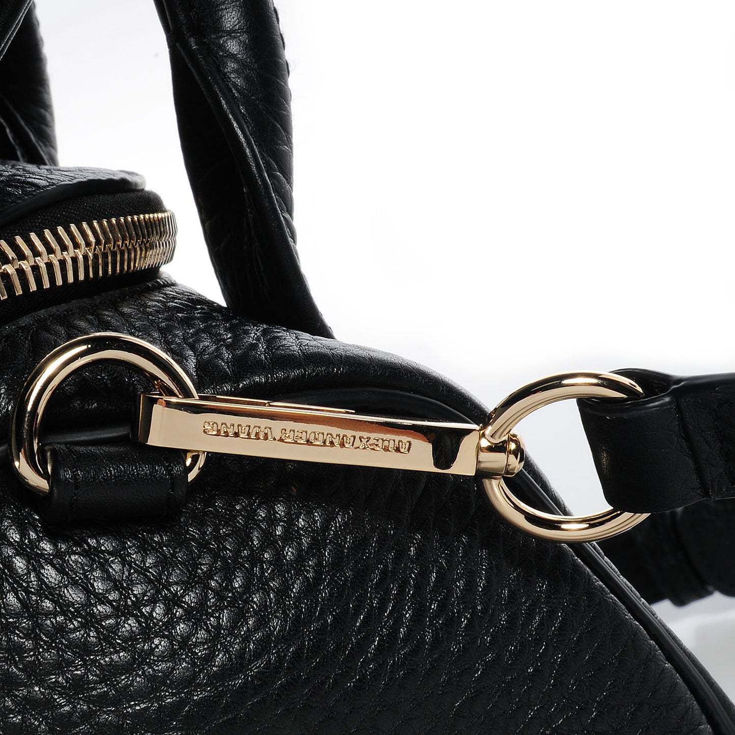 Pebbled Leather Rockie Black w Pale Gold Hardware