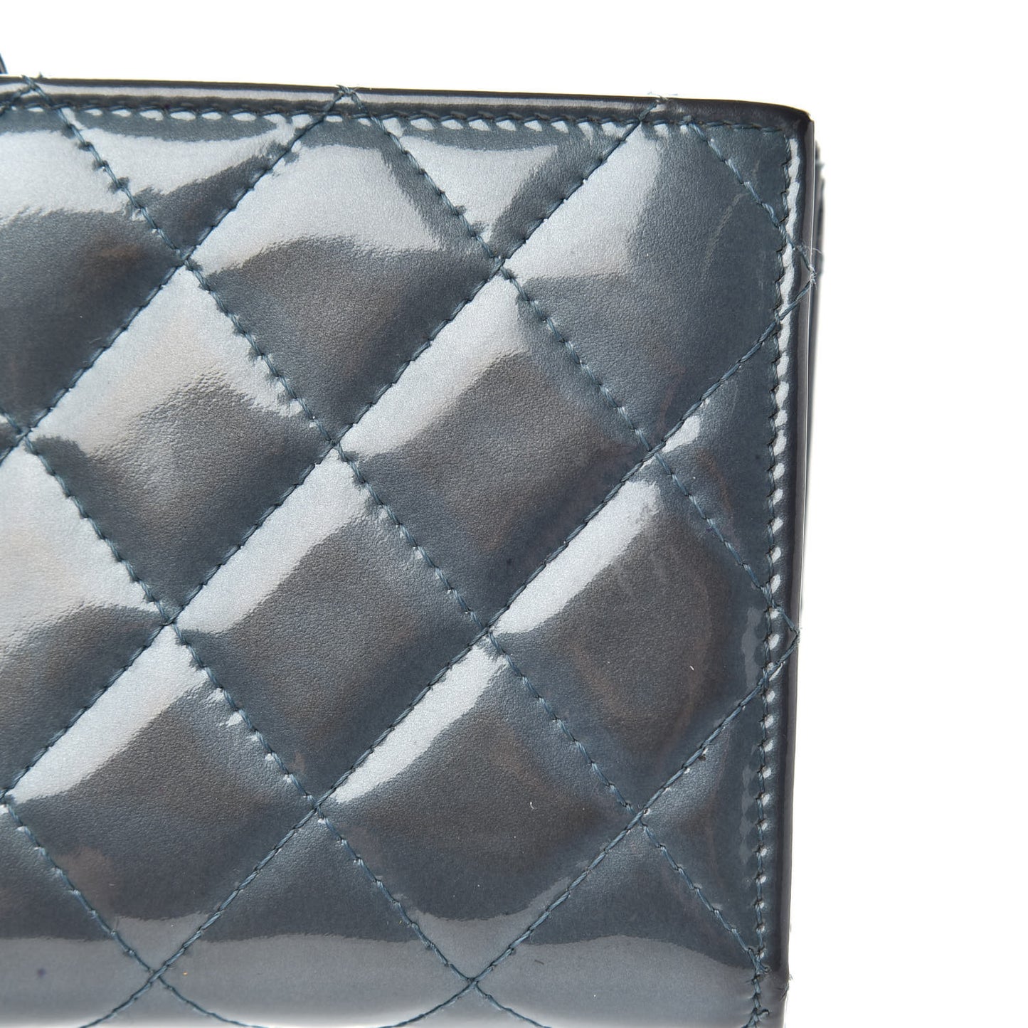 Patent Quilted Brilliant Flap Wallet Royal Blue