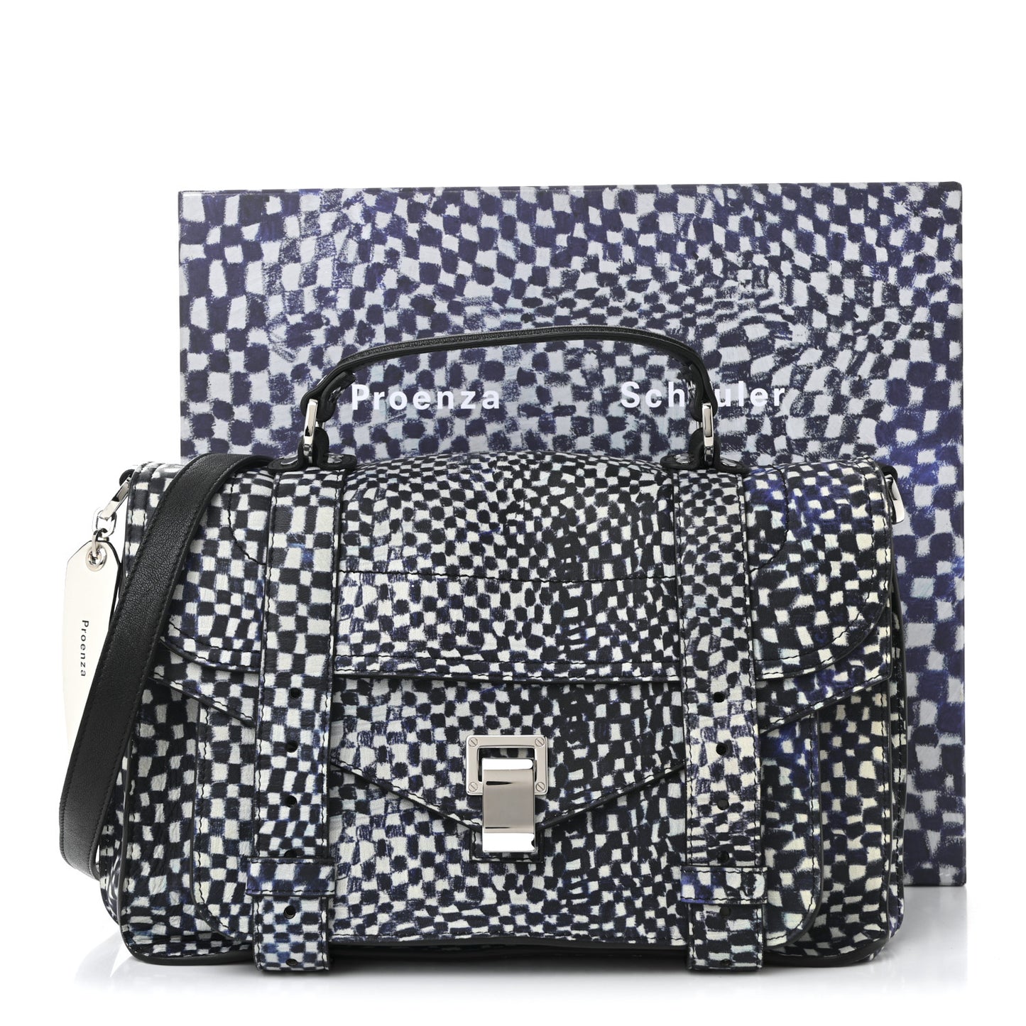 X HARMONY KORINE Calfskin PS1 Check Success Medium Satchel Blue