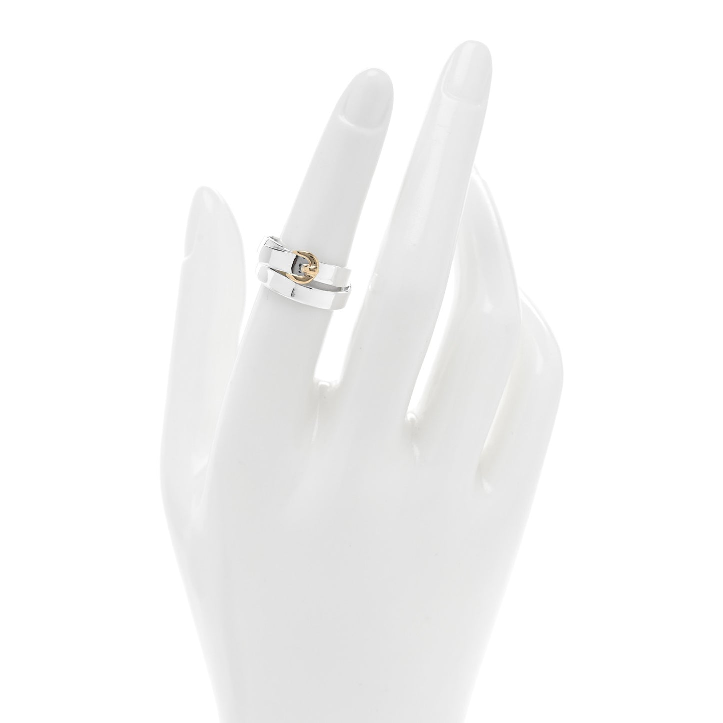 Sterling Silver 18K Yellow Gold Double Tour Buckle Ring 52 6