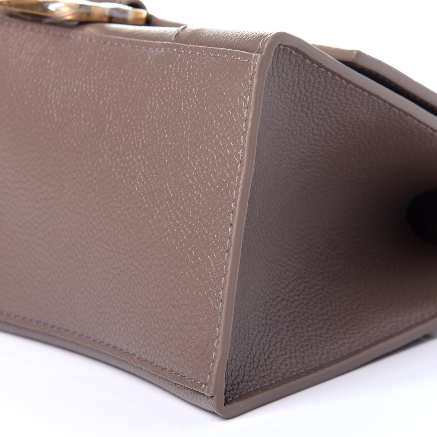 Grained Calfskin Small Hourglass Top Handle Bag Mink Grey