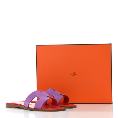 Hermes Suede Goatskin Oran Sandals 36 Violet Parme 8 of 8