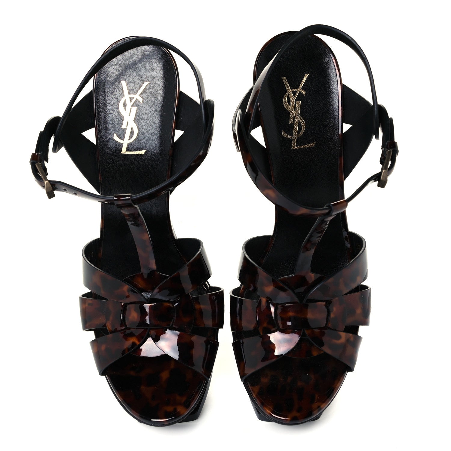 Saint Laurent Patent Tribute 105 Platform Sandals 40.5 Tortoiseshell 5 of 10